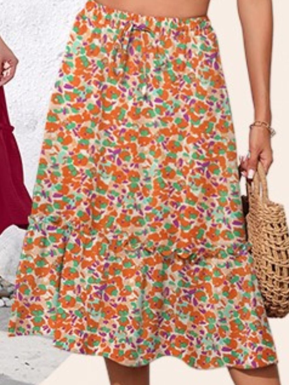 Witsmile Women's Waist Tiered Skirts with Pockets Sz S